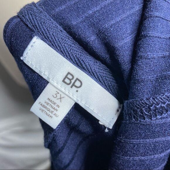 Bp Navy Blue Ribbed Hooded Cropped Long Sleeve Pullover - Picture 5 of 5